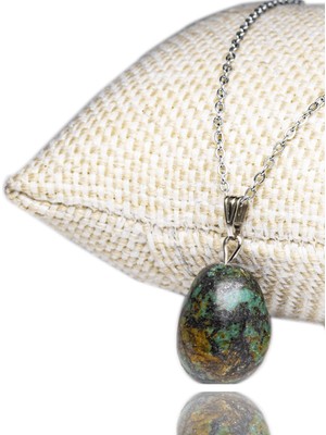 Tesbih Atölyesi Sertifikalı Doğal Afrika Turkuaz Taşı Kolye