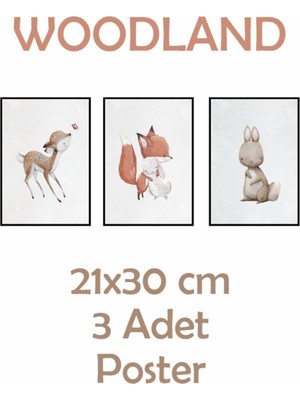 Piksel Grafik Woodland Yapışkanlı Poster Seti