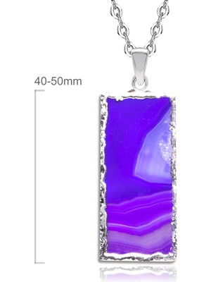 Tesbih Atölyesi Sertifikalı Doğal Mor Desenli Akik Taşı Kolye