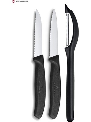Victorinox  Tırtıklı Bıçak ve Soyacak Seti Siyah