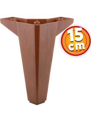 Nzb Lüks Mobilya Kanepe Sehpa Tv Ünitesi Koltuk Ayağı 15 cm Ahşap Desenli Kahverengi Baza Ayak