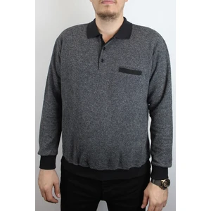 Giyim Erkek Polo Yaka Cepli Regular Kalıp Selanik Örgü Gri Sweatshirt SLN100