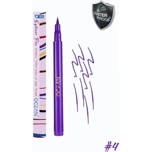 Mor Eyeliner, Likit Kalem Eyeliner, Suya Dayanıklı, Yoğun Pigmentli