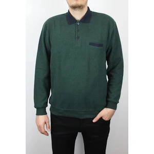 Giyim Erkek Polo Yaka Cepli Regular Kalıp Selanik Örgü Koyu Yeşil Sweatshirt SLN100
