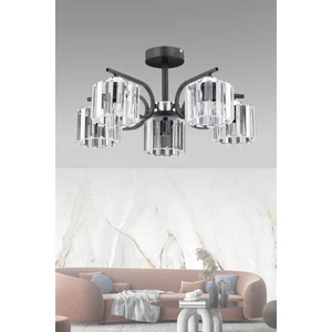 Nehir 5'li Modern Kristal Başlıklı Plafonyer Avize