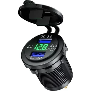 Araç/tekne/motosiklet Için ( Quick ) Hızlı Şarj - Voltmetre  Açma Kapama Anahtarlı