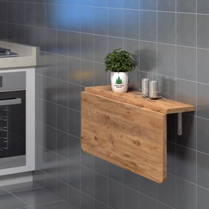 Ankara Orman Ürünleri 72X45 cm Çam Mdf Oval Köşeli Açılır Kapanır Duvara Monte Raf Masa - Mutfak Masası