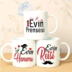 Hobi Shop Evin Hanım Evin Beyi Evin Prensesi Kupa Bardak Üçlü Set