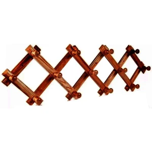 Koyu Ahşap Renk Katlanabilir Ahşap Duvar Askısı 13 Topuzlu  Akordiyon Nostaljik Duvar Askılığı 20 x 70 cm