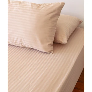Tekstil Home Lüx Otel Serisi Tek Kişilik Lastikli Çarşaflı Çizgili Pamuk Saten Nevresim Takımı