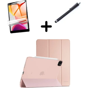 Apple iPad Air 13inç M2 Kılıf SET PU Deri Smart Tablet Kilifi Ekran Koruyucu + Kalem A2898 A2899 A2900