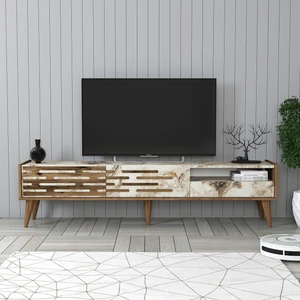 Variant Mobilya Valensiya Alt Tv Ünitesi - Ceviz / Beyaz Mermer