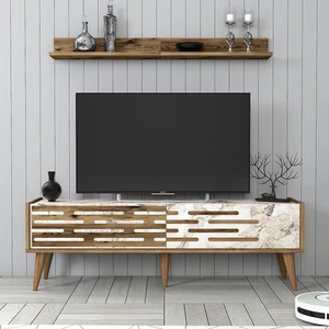 Variant Mobilya Valensiya 140CM Tv Ünitesi - Ceviz / Beyaz Mermer