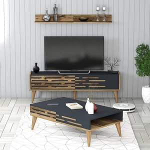 Variant Mobilya Valensiya 140CM Tv Ünitesi ve Orta Sehpa Takımı - Ceviz / Antrasit