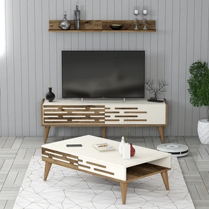 Variant Mobilya Valensiya 140CM Tv Ünitesi ve Orta Sehpa Takımı - Ceviz / Krem