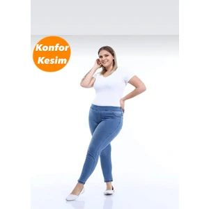 Moda Mark Real Kadın Beli Lastikli Kot Tayt Pantolon / Toparlayıcı /yüksek Bel /büyük-Küçük-Beden