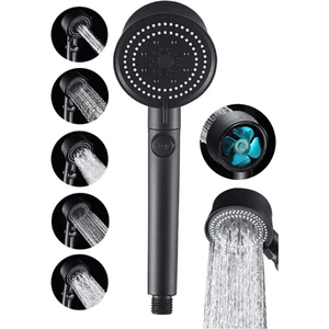 Turbo Fan Pervaneli 5 Fonksiyonlu Start -  Stop Su Tasarruflu Duş Başlığı Pervaneli El Duşu