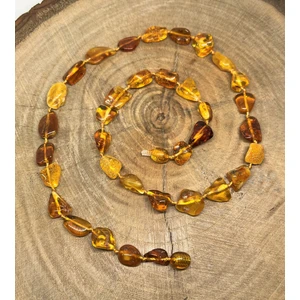 Tesbihci Efendi Damla Kehribar Yetişkin Büyük Taşlı Açık Renk Kolye 50CM