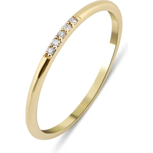 Kairos Jewelry 14 Ayar Altın Minimal Yarımtur Taşlı Yüzük KRS035-14GRZ