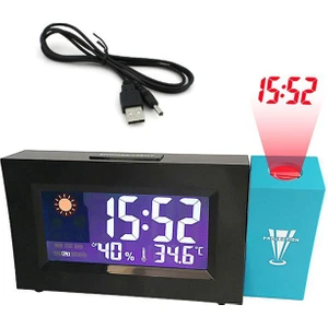 4667 Projeksiyon Dijital Çalar Saat - Siyah (Yurt Dışından)