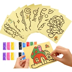 Ay Magnet 5 Adet, Büyük Boy Kum Boyama Seti A4 Boy Kum Boyama Çalışması Etkinlik Seti