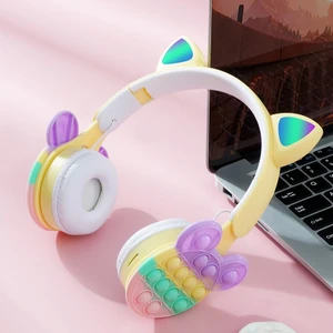 Yeni Karikatür Kabarcık Gökkuşağı Dekompresyon Kablosuz Bluetooth Kedi Kulağı Rgb Mikrofonlu Kulaklık Seti Çocuk Kulaklıkları Tf Kartı Desteği (Yurt Dışından)