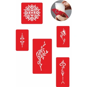 Çiçek Sepeti 5 Adet  Geçici Dövme Kına Şablonu