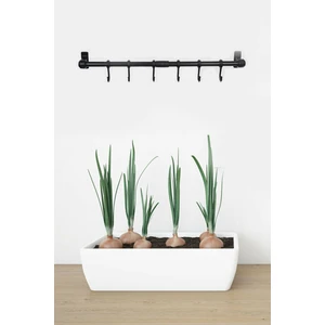 2 Adet Duvara Monte Edilen 6 Kancalı Dekor Kaşıklık Askı Siyah Renk 50CM