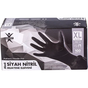Siyah Nitril Pudrasız Eldiven - Xl