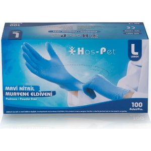 Mavi Nitril Pudrasız Eldiven - L