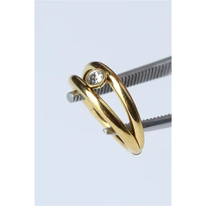 HD Piercing Iki Sıra Taşlı Gizli Kilit Halka Gold Piercing