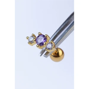 HD Piercing Tek Mor Taş Gold Piercing
