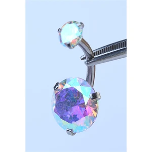 HD Piercing Hologram Tek Taş Büyük Boy Göbek Silver Piercing