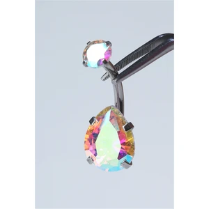 HD Piercing Hologram Damla Taş Büyük Boy Göbek Silver Piercing