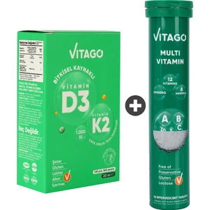 2’li Paket - Vitago ProVitamin D3, Vitamin K2, 20ml Sprey + Vitago Multivitamin, 20li Efervesan