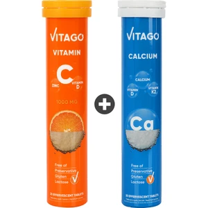 2’li Paket - Vitago Vitamin C + Vitago Prokalsiyum, 20'li Efervesan Tablet