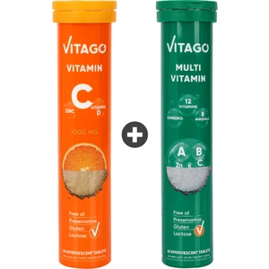 2’li Paket - Vitago Vitamin C + Vitago Promultivit Multivitamin, 20'li Efervesan Tablet
