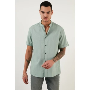 Keten Görünümlü Hakim Yaka Kısa Kol % 100 Pamuk Gömlek Erkek Gömlek CF21S113899