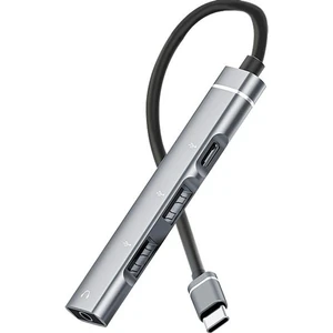 4in1 Type C Çoğaltıcı Çevirici Hub, 2x Usb, 1x Type C ve 1x 3.5mm Girişli Adaptör