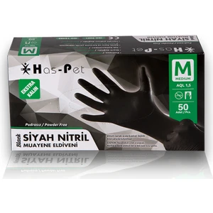 Kalın Siyah Nitril Pudrasız Eldiven - M