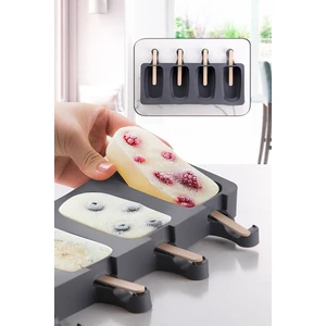 4' Lü Magnum Dondurma Kalıbı, Silikon Büyük Boy Gri Dondurma Kabı, Dondurmalık - ( Bpa Free )