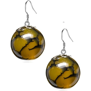 Tesbih Atölyesi Ejderha Yeşil Akik Doğal Taş Küpe