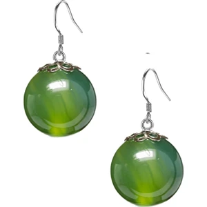 Tesbih Atölyesi Sertifikalı Yeşim Taşlı Doğal Taş Küpe - 8mm