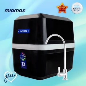 H-MAX Reverse Osmosis System Miamax 12 Aşama 9 Litre Çelik Tanklı Mineralli Su Arıtma Cihazı