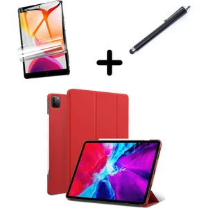 Apple iPad Air 13inç M2 Kılıf SET PU Deri Smart Tablet Kilifi Ekran Koruyucu + Kalem A2898 A2899 A2900
