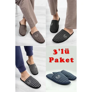 Modafrato 3'lü Paket Motif Erkek Terlik Ev Terliği