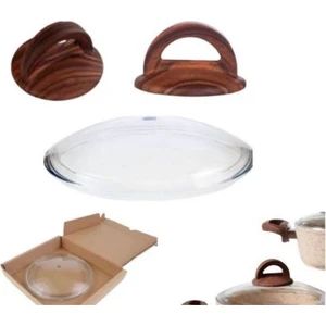 Casa Milano Orijinal Ahşap Kulp ve 28 cm Pyrex Cam Kapak