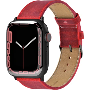 Apple Watch 42MM 44MM 45MM 49MM 3 / 4 / 5 / 6 / Se / 7 / 8 / Ultra Ultra 2 Kırmızı Deri Kordon Hakiki Deri Kayış