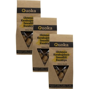 QUOKA Glutensiz Şekersiz Karabuğday Unundan Zencefilli Tarçınlı Zerdeçallı Kurabiye 3 Paket x 80GR