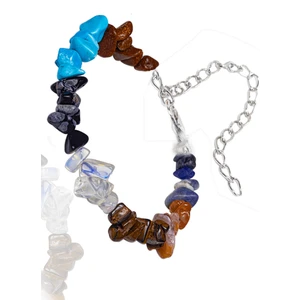 Tesbih Atölyesi Sertifikalı Meditasyon 7 Çakra Doğal Taş Bileklik - Jasper Firuze Lapis Obsidyen Akik Ay Taşı
